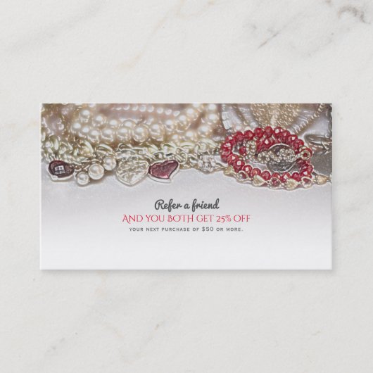 Carte De Référencement Perles et bijoux d'amour de la Saint-Valentin roug (Devant)