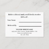 Carte De Référencement Photographe moderne et professionnel  (Dos)