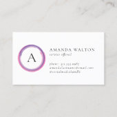 Carte De Référencement Pink and Purple Monogram Modern Business (Dos)