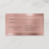Carte De Référencement Pink & Rose Gold Foil recommander un ami (Dos)
