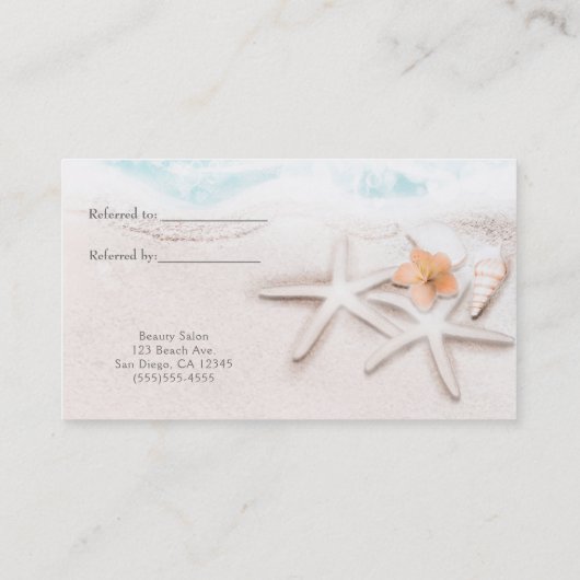 Carte De Référencement Plage de sable blanc étoile de mer bleue parrainer (Dos)
