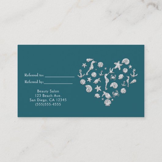 Carte De Référencement Plage Glam Diamond Heart Elegant recommander un am (Dos)