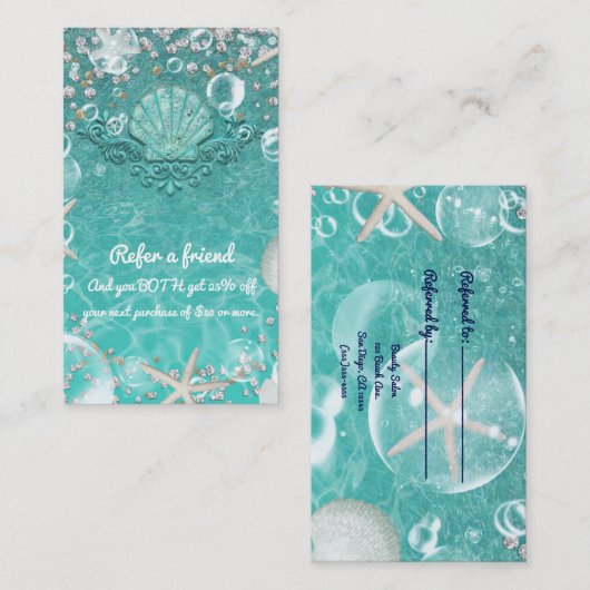 Carte De Référencement Plage turquoise Enchanted de mer Starfish & Bubble (Devant / Derrière)