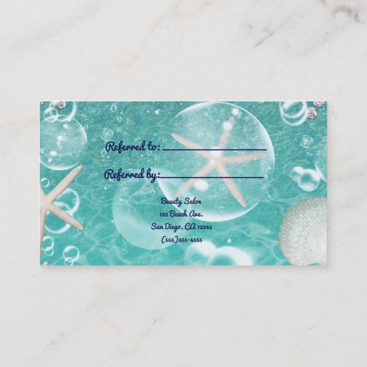 Carte De Référencement Plage turquoise Enchanted de mer Starfish & Bubble (Dos)