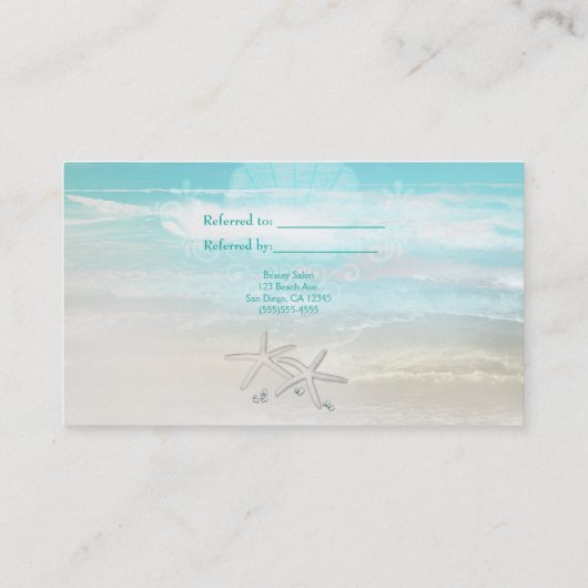 Carte De Référencement Plage White Starfish Élégant été Référer un ami (Dos)