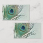Carte De Référencement Plume de paon Boho Aquarelle Référez un ami (Devant / Derrière)