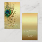 Carte De Référencement Plume de Paon Or Exotique Boho Référez un Ami (Devant / Derrière)
