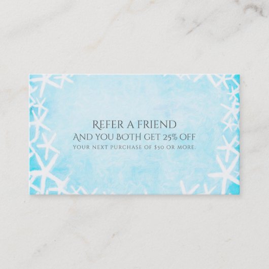 Carte De Référencement Poisson étoilé peint Aqua Blue Beach Référer un am (Devant)