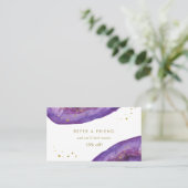 Carte De Référencement Pourpre d'aquarelle et or Geode de Faux (Debout devant)