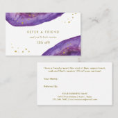 Carte De Référencement Pourpre d'aquarelle et or Geode de Faux (Devant / Derrière)