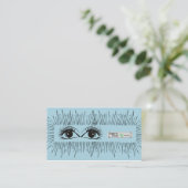 Carte De Référencement Pretty Lashes Moderne Bleu Illustrations D'Yeux Mi (Debout devant)