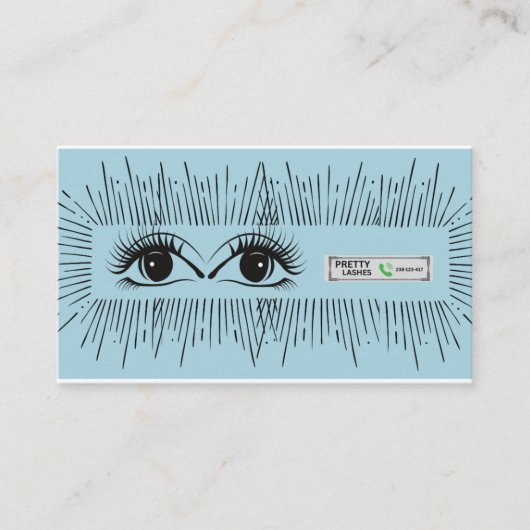 Carte De Référencement Pretty Lashes Moderne Bleu Illustrations D'Yeux Mi (Devant)