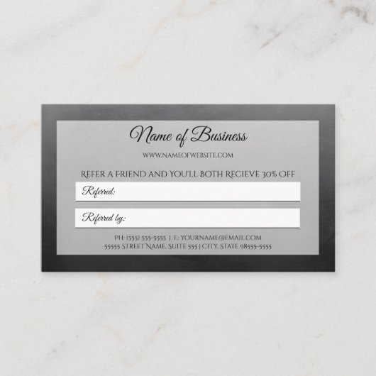 Carte De Référencement Professional Simple Black Friend Referend (Devant)