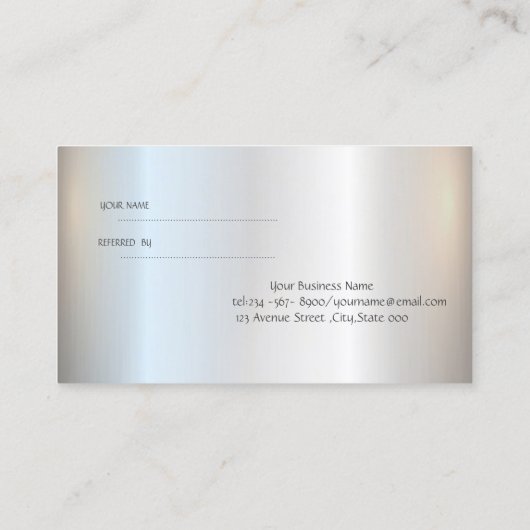 Carte De Référencement Professionnel Blanc Lotus Silver (Dos)