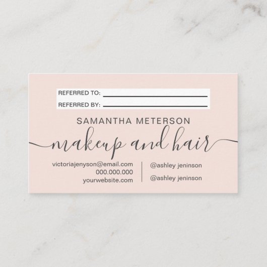 Carte De Référencement Professionnel moderne de la maquillage de cheveux  (Dos)