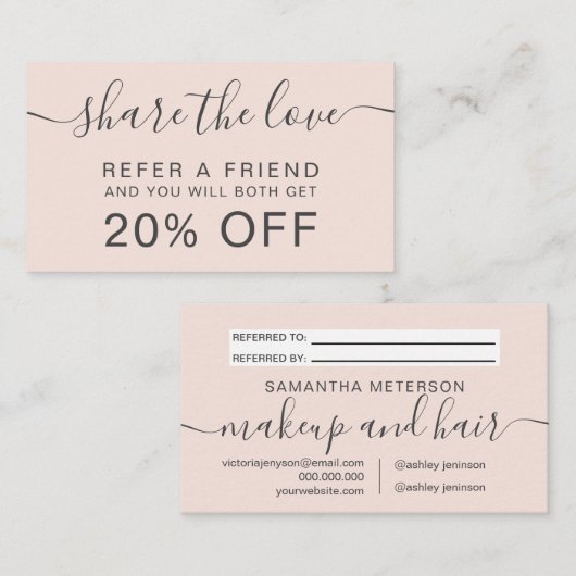 Carte De Référencement Professionnel moderne de la maquillage de cheveux  (Devant / Derrière)