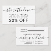 Carte De Référencement Professionnel moderne de maquillage noir blanc (Devant / Derrière)