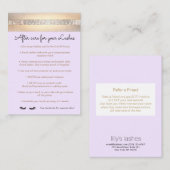Carte De Référencement Prolongations Purple Eyelash Instructions (Devant / Derrière)