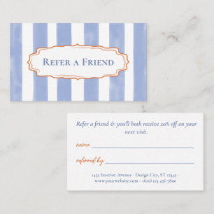 Carte De Référencement Rayures aquarelles bleues cadre ondulé