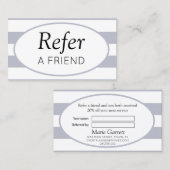 Carte De Référencement Rayures classiques Gris Référer un ami (Devant / Derrière)