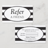 Carte De Référencement Rayures Classiques Noir Réferer un Ami (Devant / Derrière)