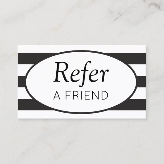 Carte De Référencement Rayures Classiques Noir Réferer un Ami (Devant)