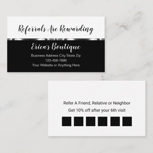 Carte De Référencement Récompenses d'aiguillage des clients professionnel (Devant / Derrière)