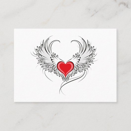 Carte De Référencement Red Angel Coeur avec ailes (Devant)