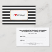 Carte De Référencement Red Heart Black and White Stripes Salon Orientatio (Devant / Derrière)