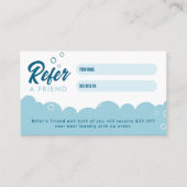 Carte De Référencement Refer A Friend Mobile Laundry Service Blue & White (Devant)