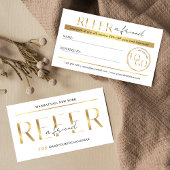 Carte De Référencement Refer A Friend Modern Glam Gold Logo Salon Spa