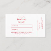 Carte De Référencement Refer a Friend Trendy Red Groovy Unique Spa Salon (Dos)