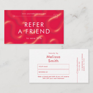 Carte De Référencement Refer a Friend Trendy Red Groovy Unique Spa Salon
