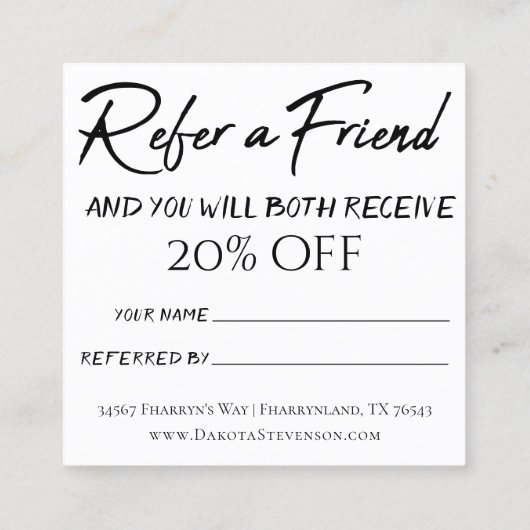 Carte De Référencement Référentiel minimal | Noir et blanc professionnel (Dos)