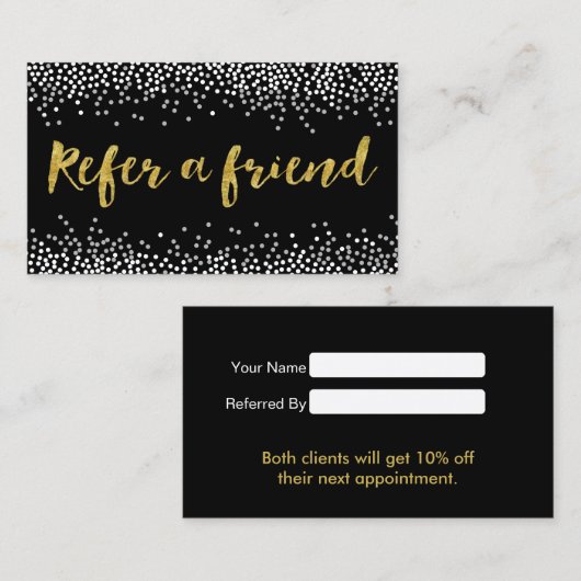 Carte De Référencement Référer un ami Confetti moderne Dots aiguillage (Devant / Derrière)