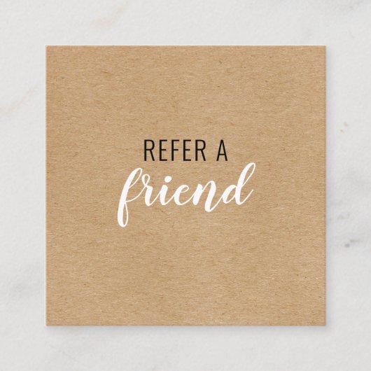Carte De Référencement Réferer un ami Kraft rustique (Devant)