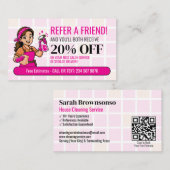 Carte De Référencement Réferer un ami - Ménage Maison Bonne Femme Dessin (Devant / Derrière)