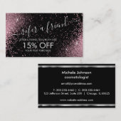 Carte De Référencement Référer un ami - Parties scintillant rose - Argent (Devant / Derrière)