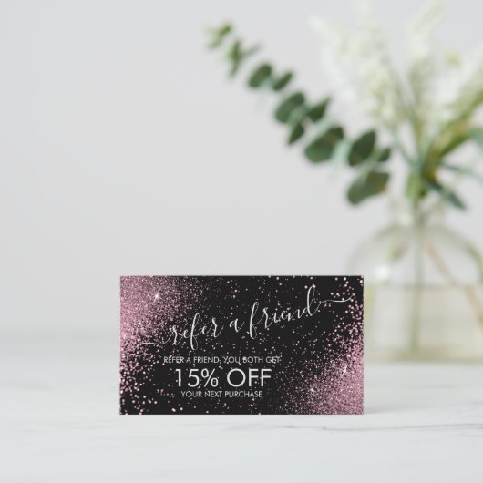 Carte De Référencement Référer un ami - Parties scintillant rose - Argent (Debout devant)
