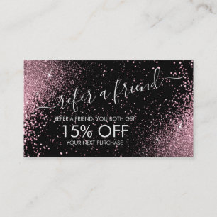 Carte De Référencement Référer un ami - Parties scintillant rose - Argent