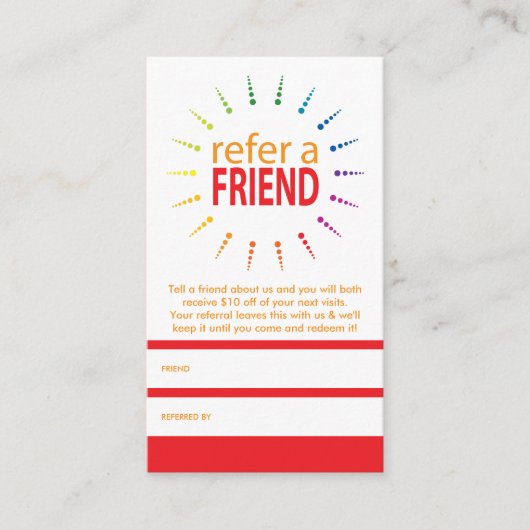 Carte De Référencement référer un ami rainbowBurst (Devant)