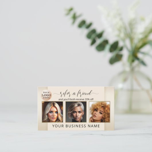 Carte De Référencement Référer un logo d'ami QR Code Portefeuille photo (Debout devant)