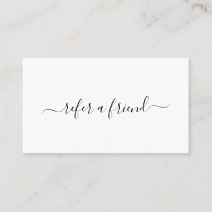 Carte De Référencement Référez un ami Black White Beauty Salon Élégant