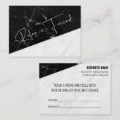 Carte De Référencement Référez un ami Black White Marble Business Salon (Devant / Derrière)
