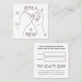 Carte De Référencement Référez un ami blanc rose mignon main illustration (Devant / Derrière)