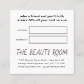 Carte De Référencement Référez un ami blanc rose mignon main illustration (Dos)