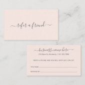 Carte De Référencement Référez un ami Blush Pink Beauty Salon Élégant (Devant / Derrière)