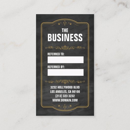 Carte De Référencement Référez un ami Chalkboard Bold Referendum (Dos)