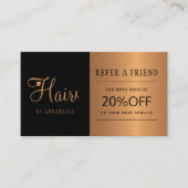 Carte De Référencement Référez un ami coiffeur or noir (Devant)
