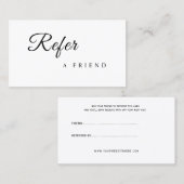 Carte De Référencement Référez un ami Élégant Professionnel des Affaires (Devant / Derrière)